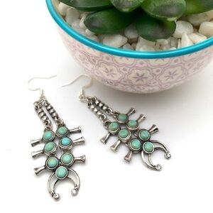 Squash Blossom Antiqued Silver Earrings